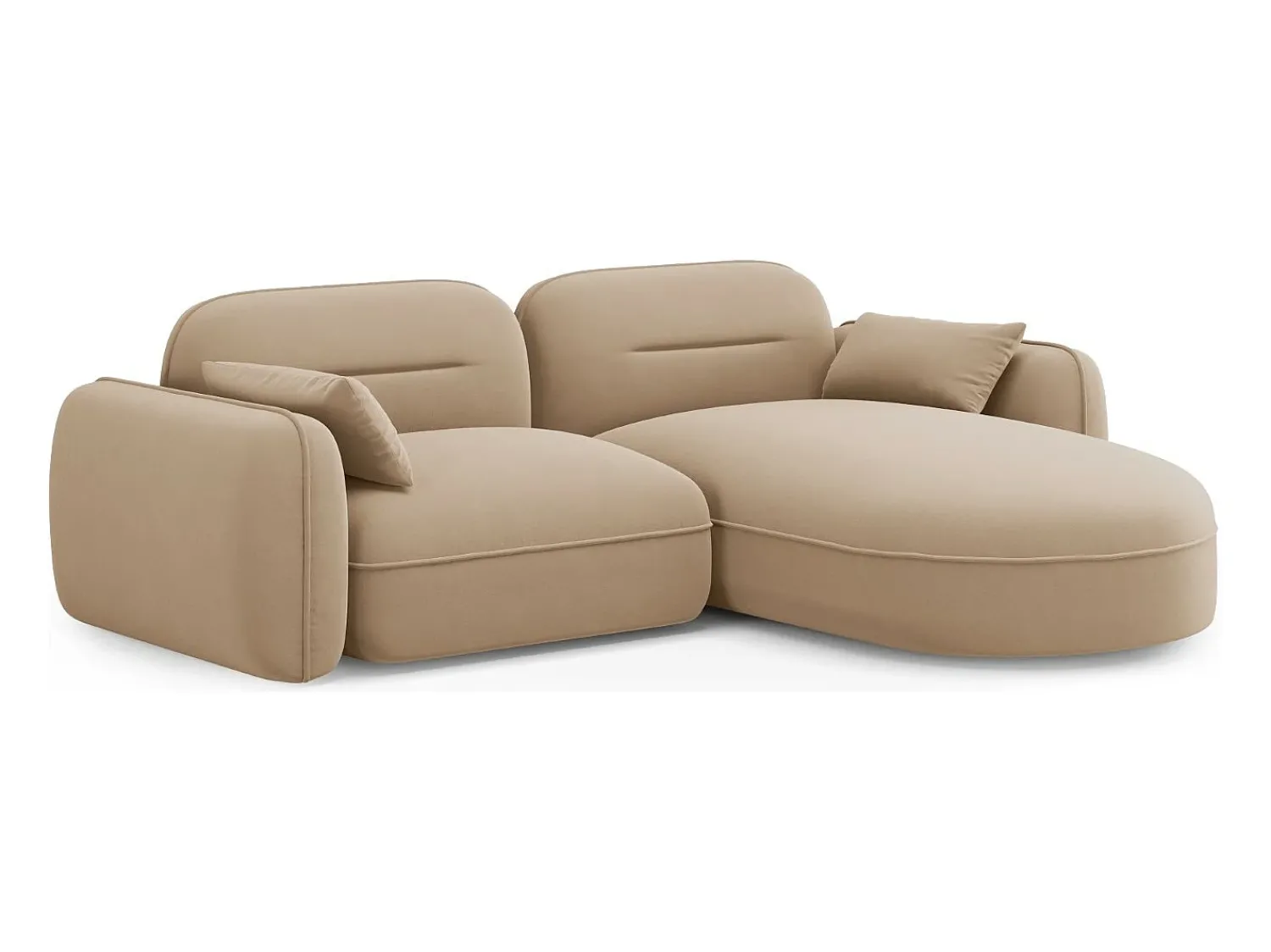 Hot Cosmopolitan Design - Sofá modular de canto direito "Sydney" 3 lugares em veludo areia - 230x165x70cm Camel