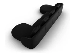 Sofá|Cosmopolitan Design - Sofá panorâmico "Tulum" 5 lugares em tecido chenille - 330x156x70cm Preto