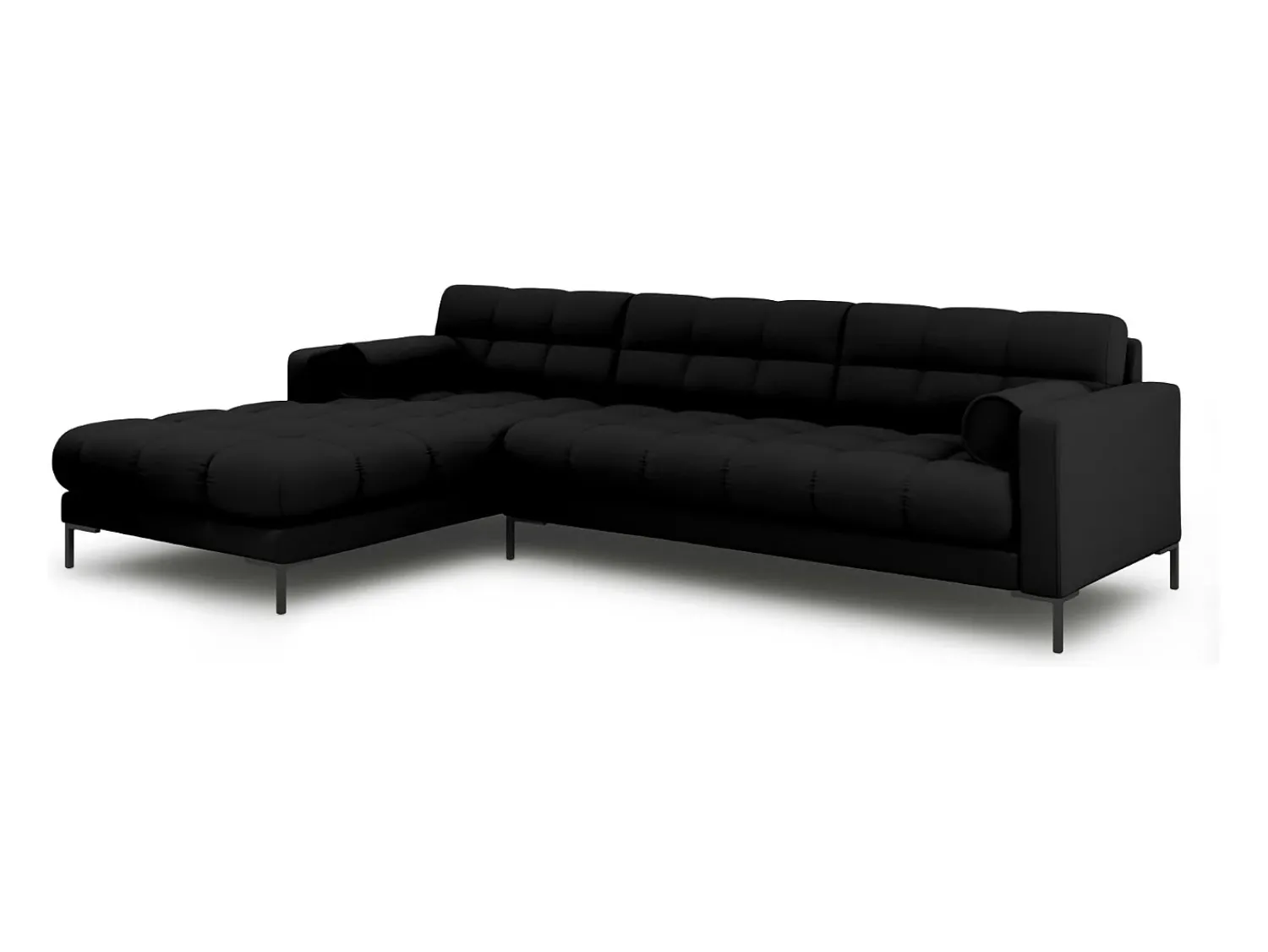 Sale Cosmopolitan Design - Sofá de canto esquerdo "Bali" 5 lugares em tecido estrutural - 293x185x75cm Preto