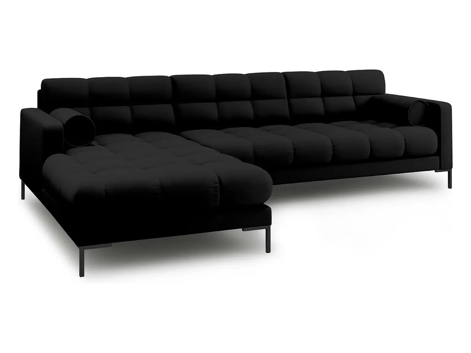 Sale Cosmopolitan Design - Sofá de canto esquerdo "Bali" 5 lugares em tecido estrutural - 293x185x75cm Preto
