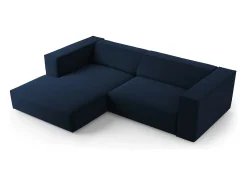 Sofá*Cosmopolitan Design - Sofá de canto esquerdo "Arendal" 3 lugares em veludo azul real - 224x166x70cm Azul escuro