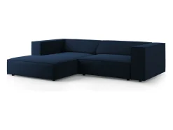 Sofá*Cosmopolitan Design - Sofá de canto esquerdo "Arendal" 3 lugares em veludo azul real - 224x166x70cm Azul escuro