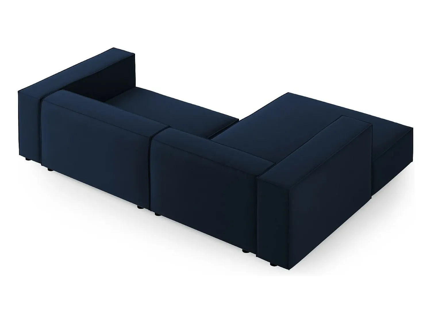 Sofá*Cosmopolitan Design - Sofá de canto esquerdo "Arendal" 3 lugares em veludo azul real - 224x166x70cm Azul escuro