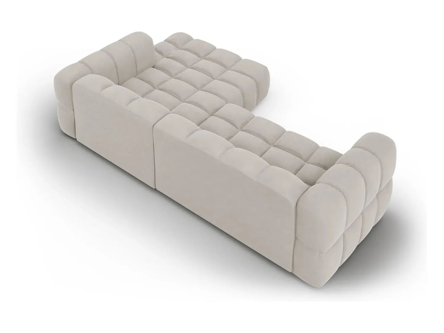 Cosmopolitan Design - Sofá modular de canto direito "Sky" 4 lugares em veludo claro - 272x162x75cm^ Sofá