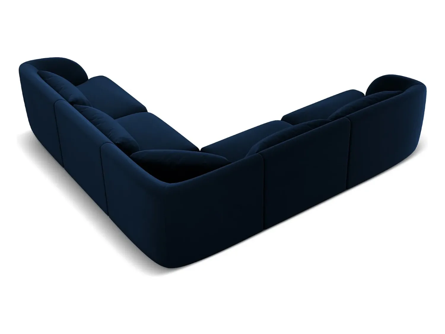 Sofá|Cosmopolitan Design - Sofá de canto simétrico "Tulum" 5 lugares em veludo azul real - 255x255x70cm Azul escuro