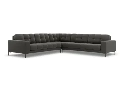Clearance Cosmopolitan Design - Sofá de canto simétrico "Bali" 6 lugares em veludo cinza escuro - 256x256x75cm Cinza antracite