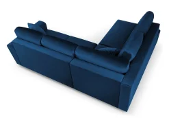 Clearance Cosmopolitan Design - Sofá convertível de canto esquerdo com caixa de arrumação "Kyoto" 5 lugares em veludo azul real - 243x194x88cm Azul escuro