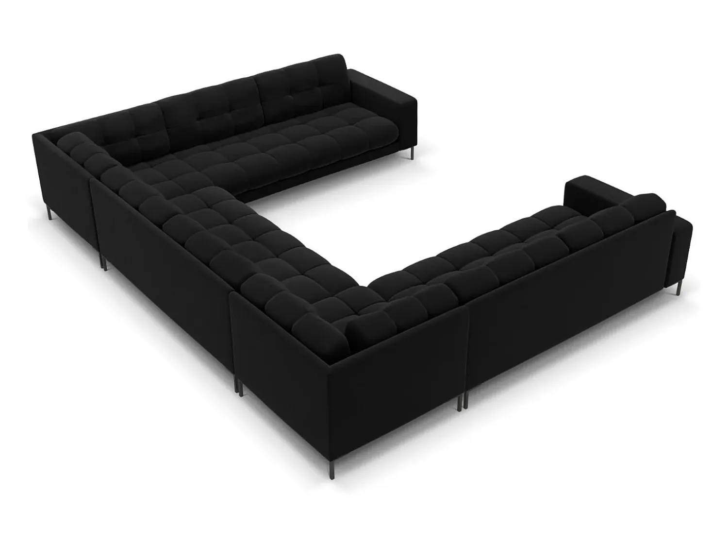 Sofá*Cosmopolitan Design - Sofá panorâmico "Bali" 9 lugares em veludo - 327x256x75cm Preto
