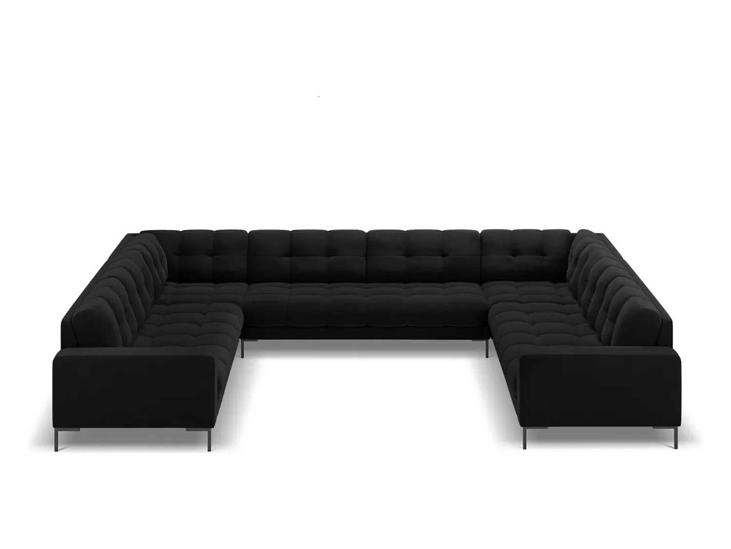 Sofá*Cosmopolitan Design - Sofá panorâmico "Bali" 9 lugares em veludo - 327x256x75cm Preto