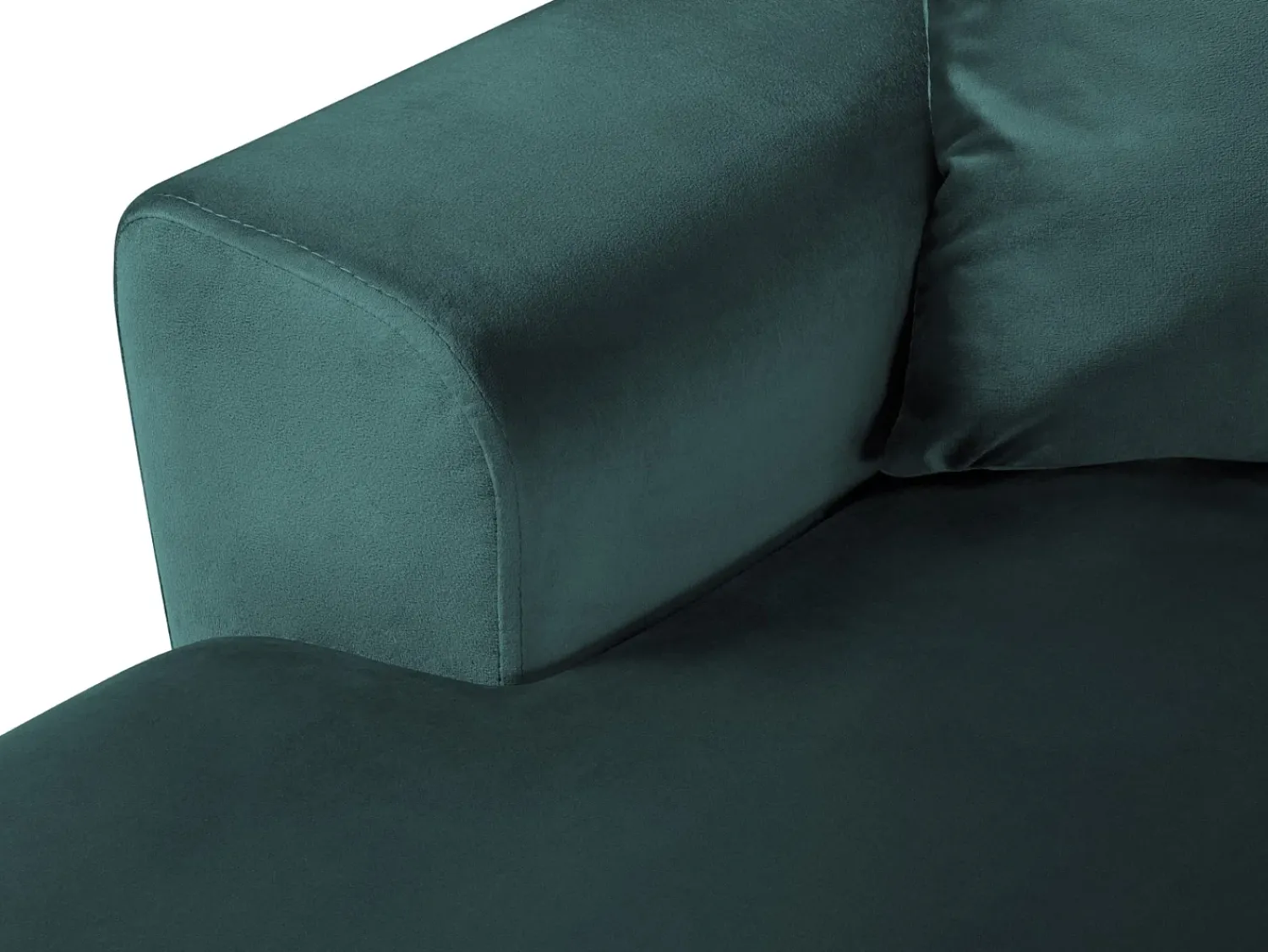 Outlet Cosmopolitan Design - Sofá panorâmico convertível em linha reta com caixa de arrumação "Kyoto" 7 lugares em veludo petróleo - 313x194x88cm Verde esmeralda