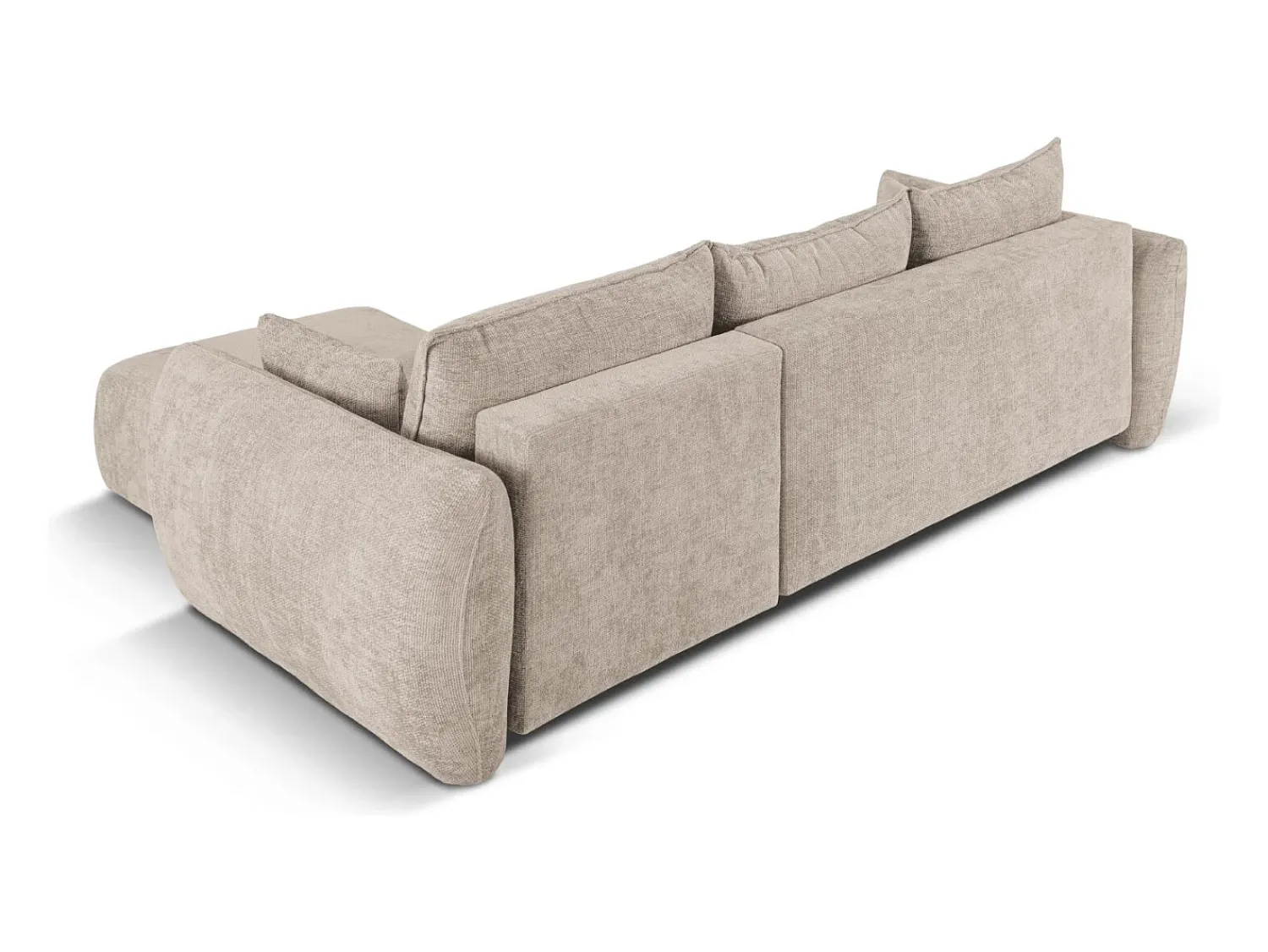 Sofá*Cosmopolitan Design - Sofá convertível de canto direito com caixa de arrumação "Matera" 4 lugares em tecido chenille - 253x173x86cm Bege