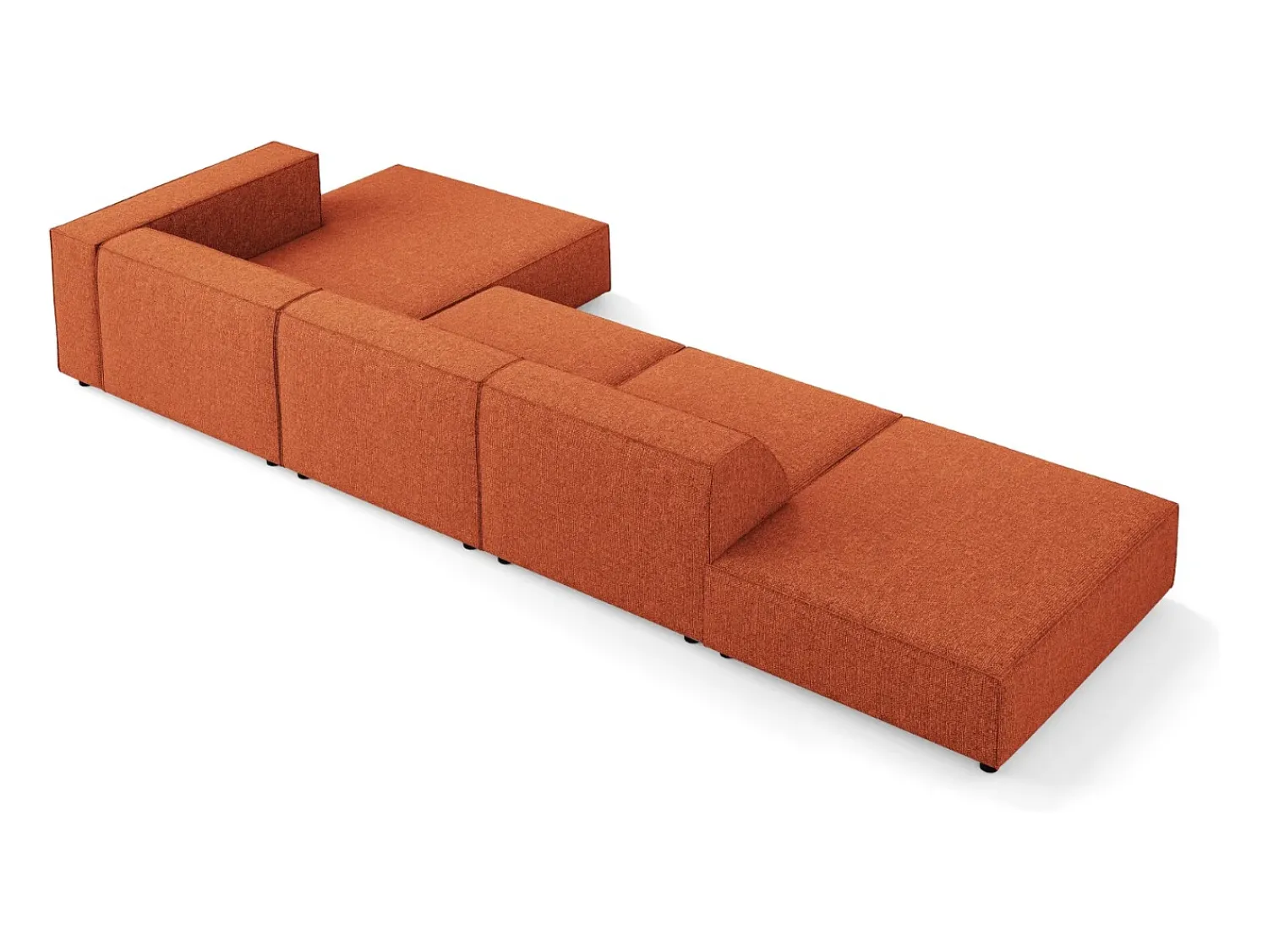 Cosmopolitan Design - Sofá de canto direito "Arendal" 5 lugares em tecido chenille - 341x166x70cm^ Sofá