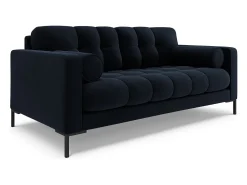 Online Cosmopolitan Design - Sofá "Bali" 2 lugares em veludo - 152x92x75cm Azul escuro