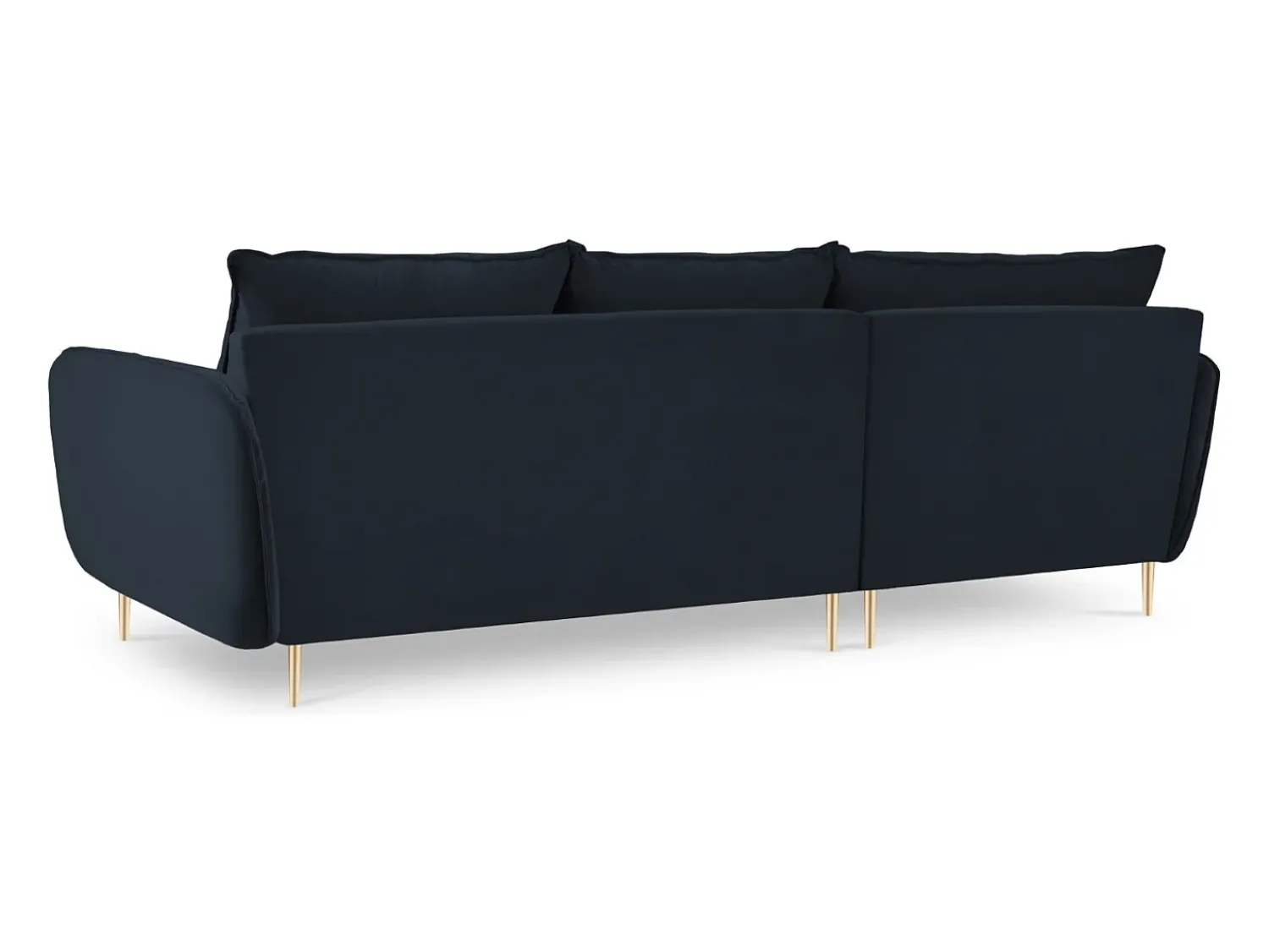 Outlet Cosmopolitan Design - Sofá de canto esquerdo "Vienna" 5 lugares em veludo - 255x170x95cm Azul escuro