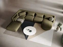 Sofá|Cosmopolitan Design - Sofá de canto panorâmico à esquerda "Tulum" 6 lugares em veludo - 330x255x70cm Verde