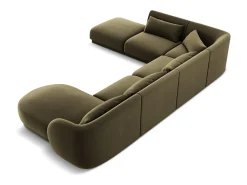 Sofá|Cosmopolitan Design - Sofá de canto panorâmico à esquerda "Tulum" 6 lugares em veludo - 330x255x70cm Verde