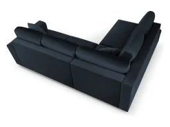 Cosmopolitan Design - Sofá convertível de canto esquerdo com caixa de arrumação "Kyoto" 5 lugares em veludo - 243x194x88cm Azul escuro
