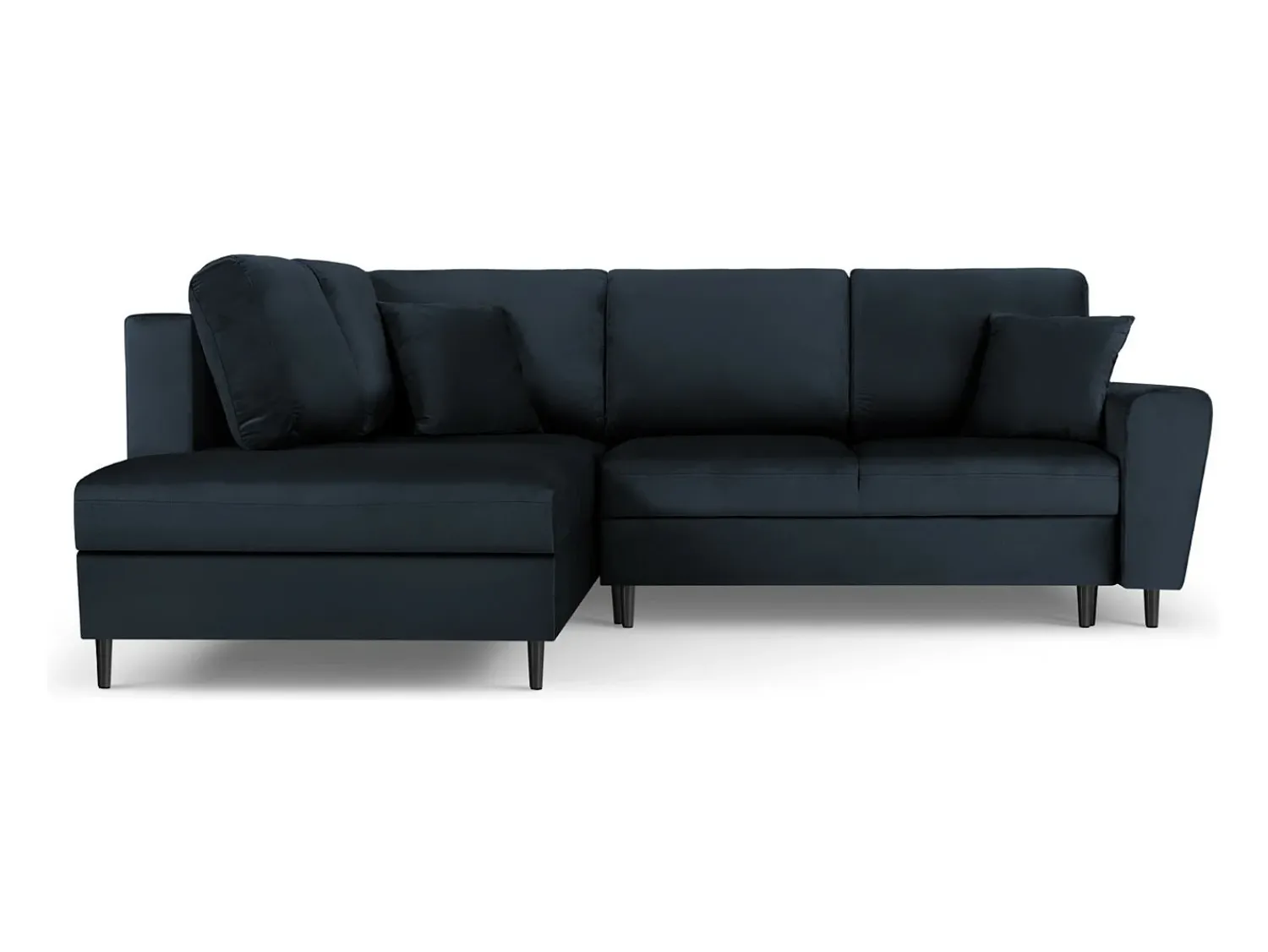 Cosmopolitan Design - Sofá convertível de canto esquerdo com caixa de arrumação "Kyoto" 5 lugares em veludo - 243x194x88cm Azul escuro