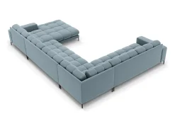 Sofá*Cosmopolitan Design - Sofá de canto panorâmico à esquerda "Bali" 7 lugares em veludo - 327x256x75cm Azul claro