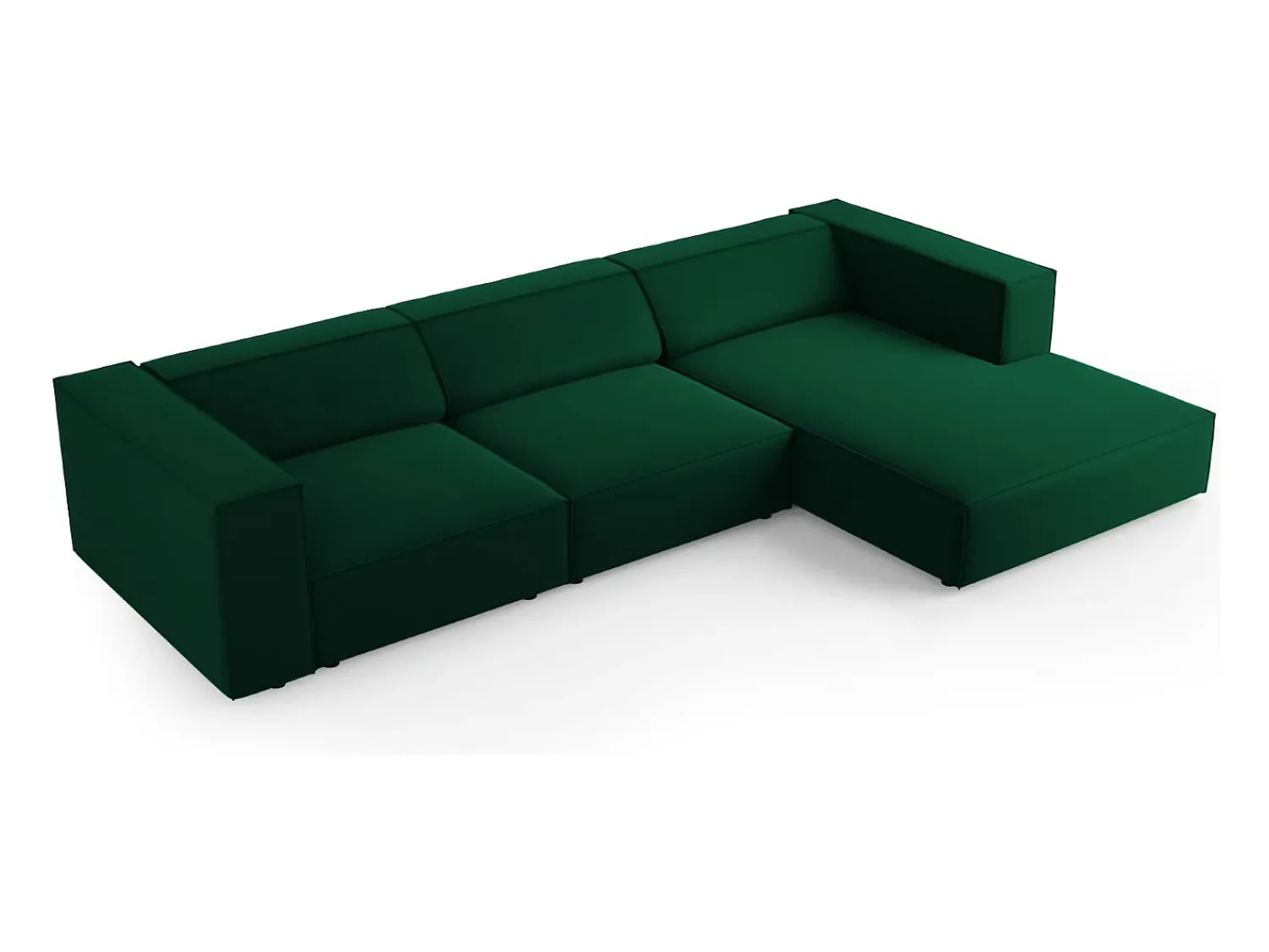 Cosmopolitan Design - Sofá de canto direito "Arendal" 4 lugares em veludo verde garrafa - 284x166x70cm Verde pinho