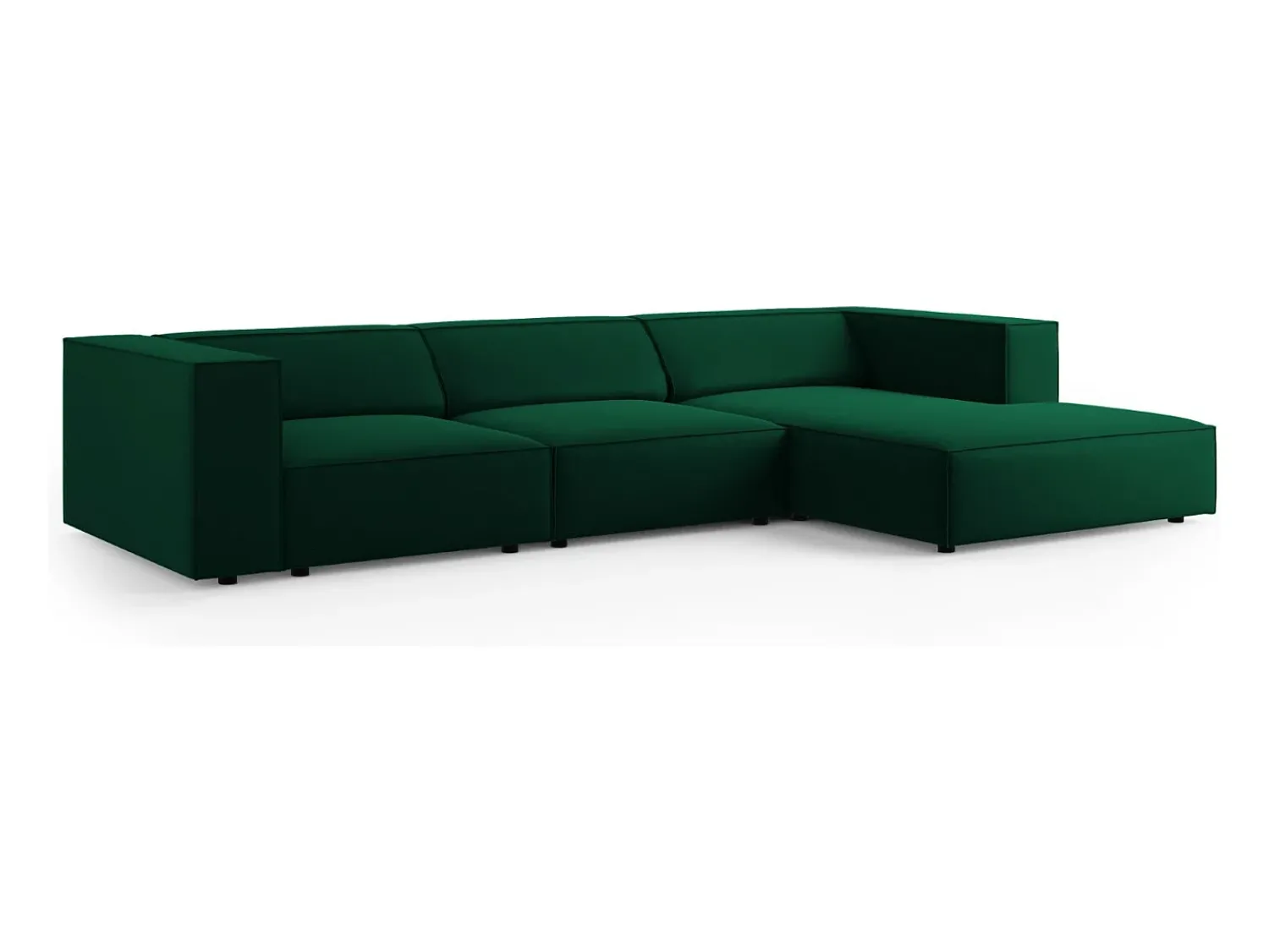 Cosmopolitan Design - Sofá de canto direito "Arendal" 4 lugares em veludo verde garrafa - 284x166x70cm Verde pinho
