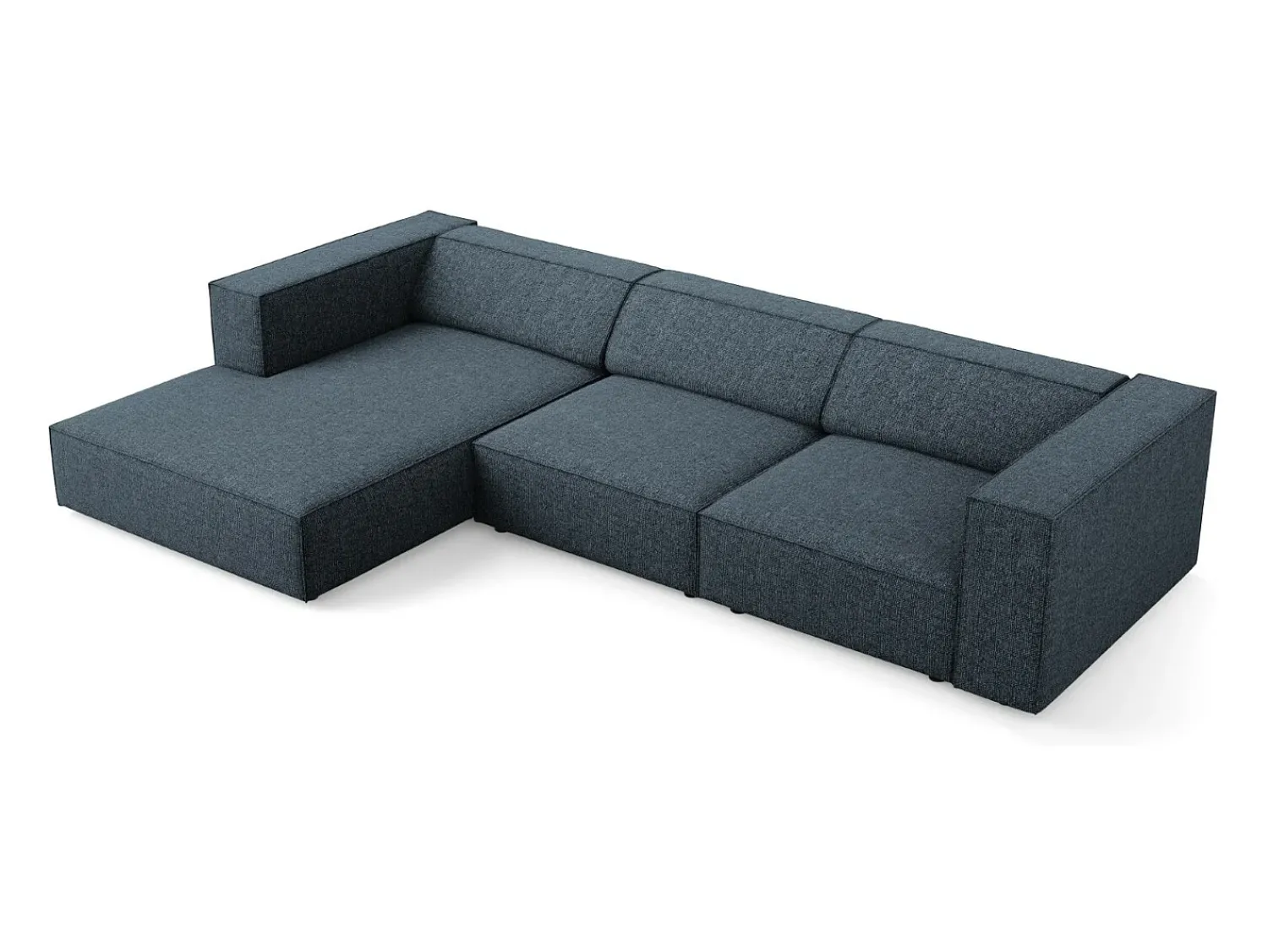 Sofá*Cosmopolitan Design - Sofá de canto esquerdo "Arendal" 4 lugares em tecido chenille azul real - 284x166x70cm Azul escuro