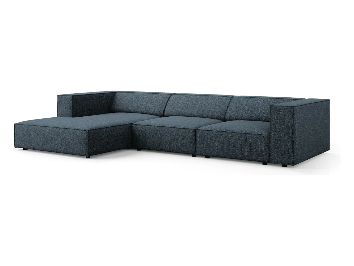 Sofá*Cosmopolitan Design - Sofá de canto esquerdo "Arendal" 4 lugares em tecido chenille azul real - 284x166x70cm Azul escuro