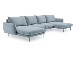 Sofá*Cosmopolitan Design - Sofá panorâmico "Vienna" 6 lugares em veludo - 350x170x95cm Azul claro