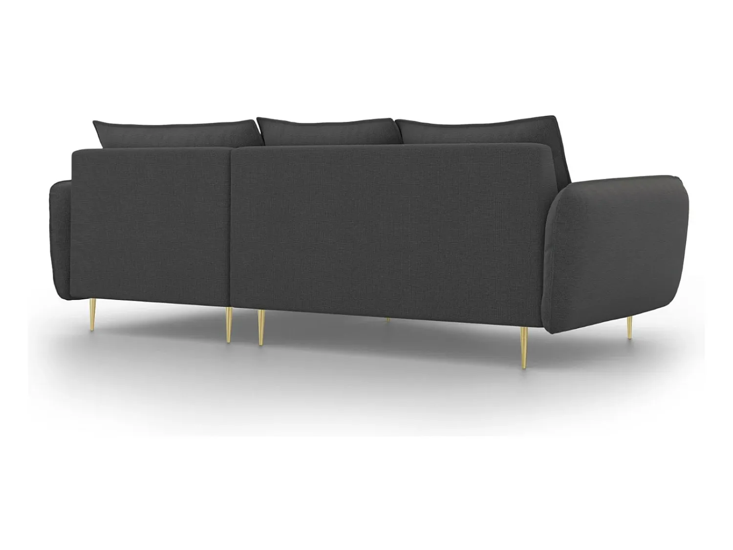 Cosmopolitan Design - Sofá de canto direito "Vienna" 5 lugares em tecido estrutural cinza escuro - 255x170x95cm Cinza antracite