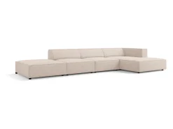 Best Cosmopolitan Design - Sofá de canto direito "Arendal" 5 lugares em tecido chenille - 341x166x70cm Bege