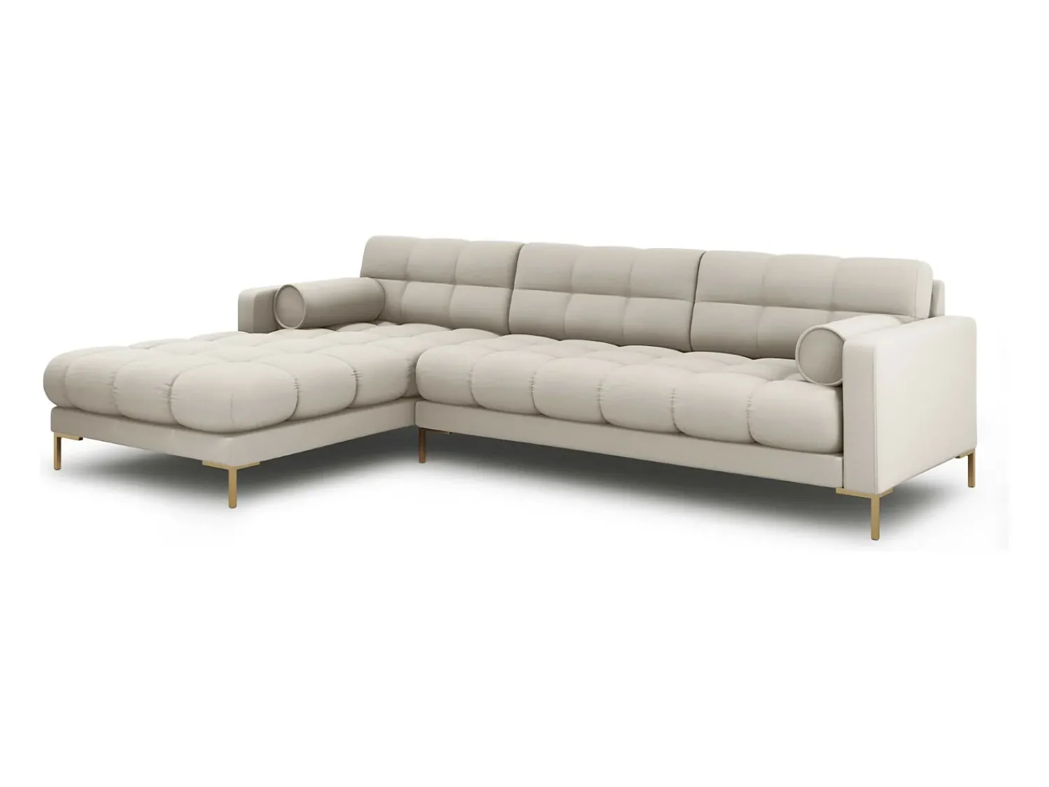 Sofá|Cosmopolitan Design - Sofá de canto esquerdo "Bali" 5 lugares em tecido estrutural - 293x185x75cm Bege