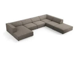 Sofá|Cosmopolitan Design - Sofá de canto direito panorâmico "Arendal" 7 lugares em tecido chenille cinza - 364x262x70cm Cinzento