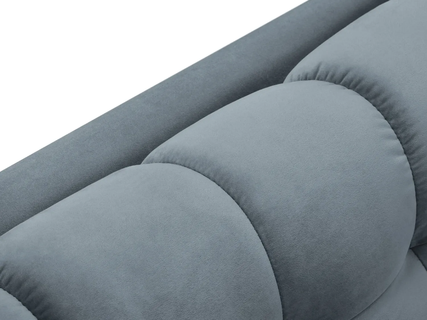 Cosmopolitan Design - Sofá panorâmico "Bali" 7 lugares em veludo - 383x185x75cm Azul claro