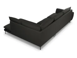 Hot Cosmopolitan Design - Sofá de canto direito "Vienna" 6 lugares em tecido bouclé - 275x185x95cm Preto