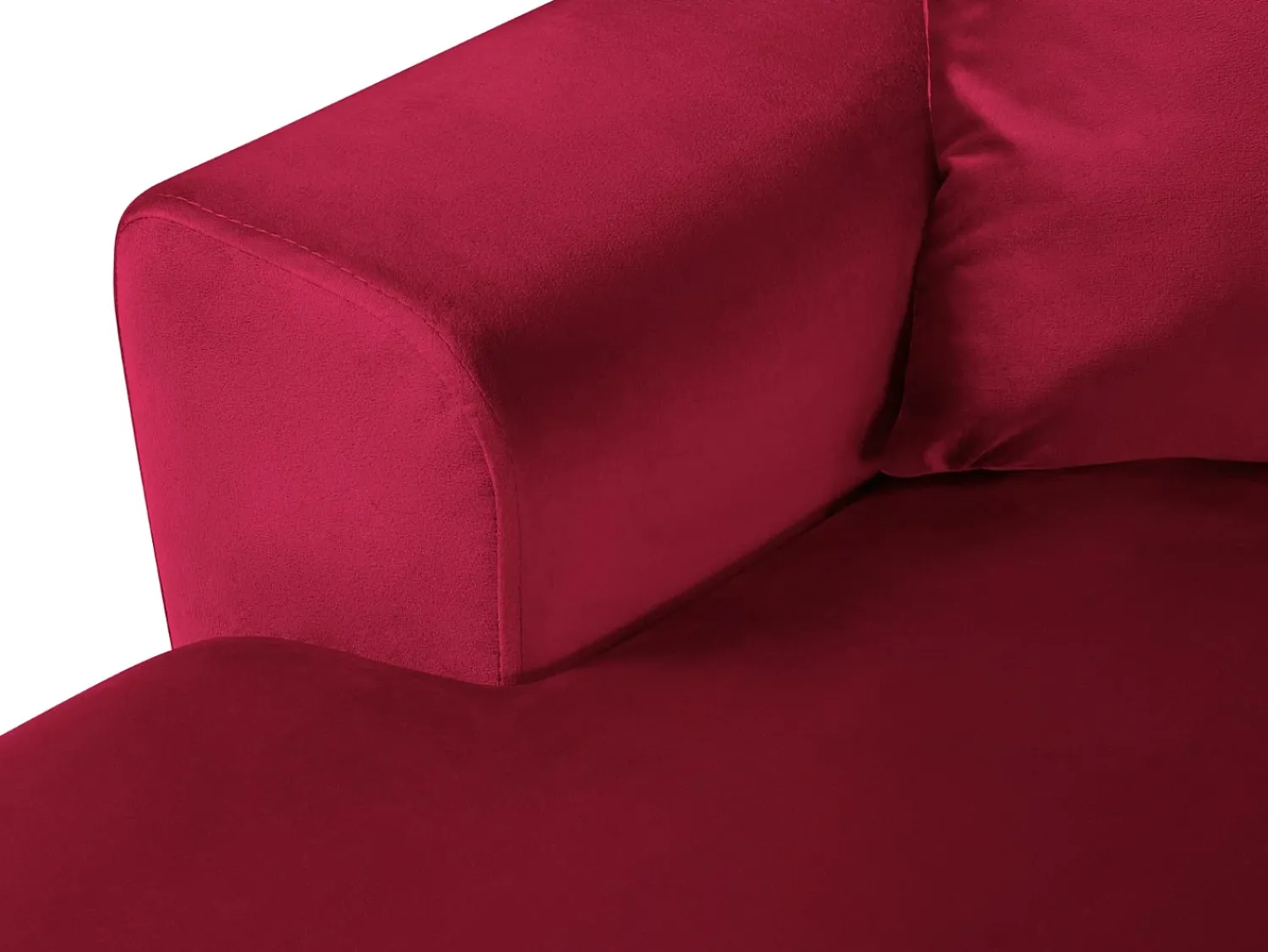Sofá*Cosmopolitan Design - Sofá panorâmico convertível em linha reta com caixa de arrumação "Kyoto" 7 lugares em veludo - 313x194x88cm Vermelho