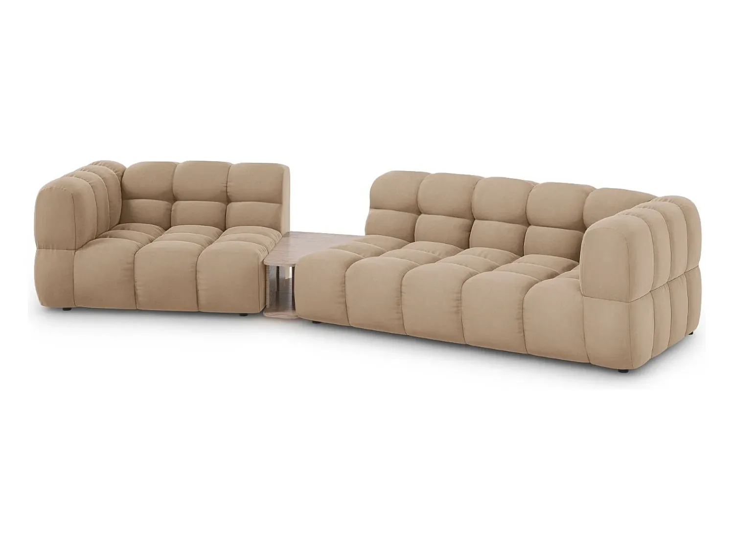 Sofá*Cosmopolitan Design - Sofá modular virado para a esquerda "Sky" 3 lugares em veludo areia - 353x148x75cm Camel
