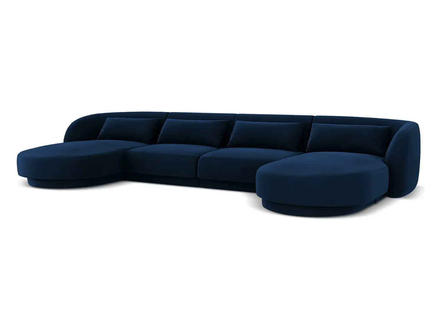 Cosmopolitan Design - Sofá panorâmico "Tulum" 5 lugares em veludo azul real - 330x156x70cm^ Sofá