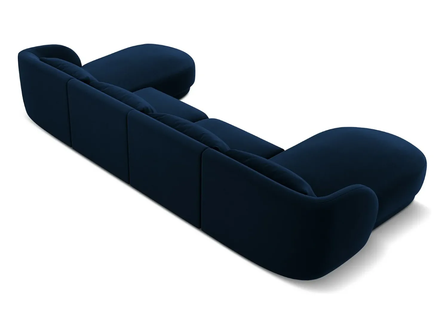 Cosmopolitan Design - Sofá panorâmico "Tulum" 5 lugares em veludo azul real - 330x156x70cm^ Sofá