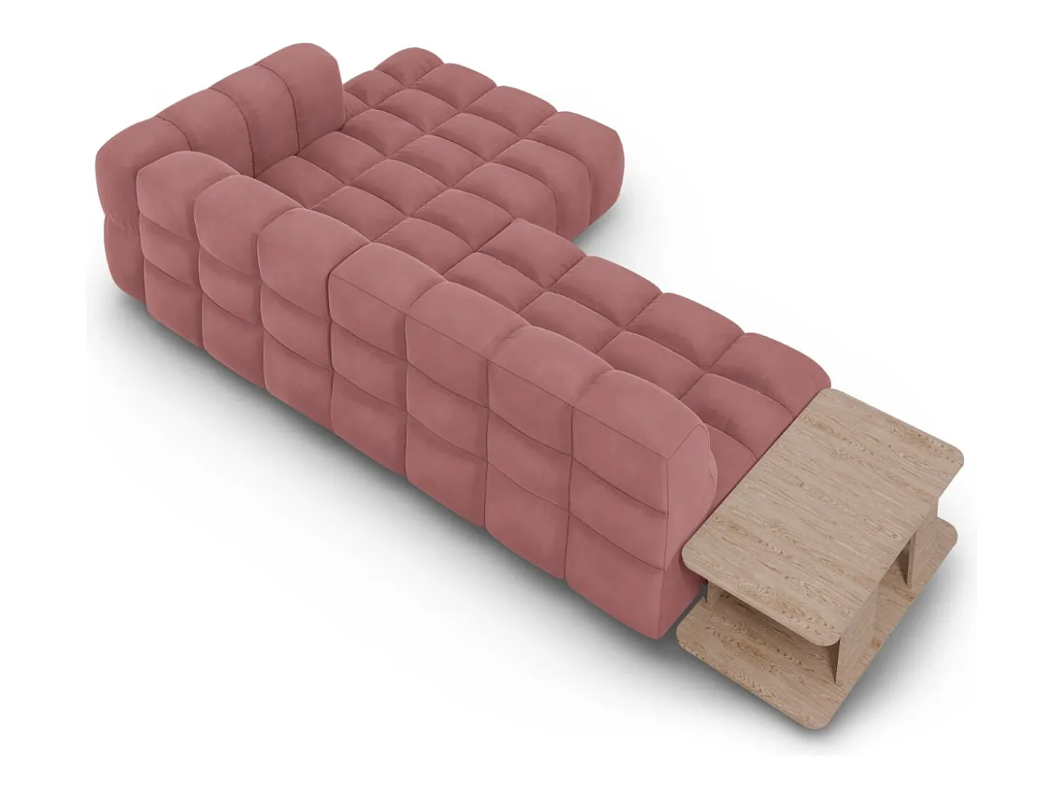 Online Cosmopolitan Design - Sofá modular de canto direito "Sky" 4 lugares em veludo salmão - 297x162x75cm Rosa claro