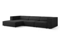 Sofá*Cosmopolitan Design - Sofá de canto esquerdo "Arendal" 4 lugares em tecido chenille - 284x166x70cm Preto