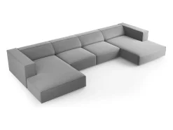 Sofá*Cosmopolitan Design - Sofá panorâmico "Arendal" 6 lugares em veludo cinza claro - 364x166x70cm Cinzento claro