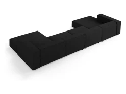 Hot Cosmopolitan Design - Sofá panorâmico "Arendal" 6 lugares em tecido chenille com efeito canelado - 364x166x70cm Preto