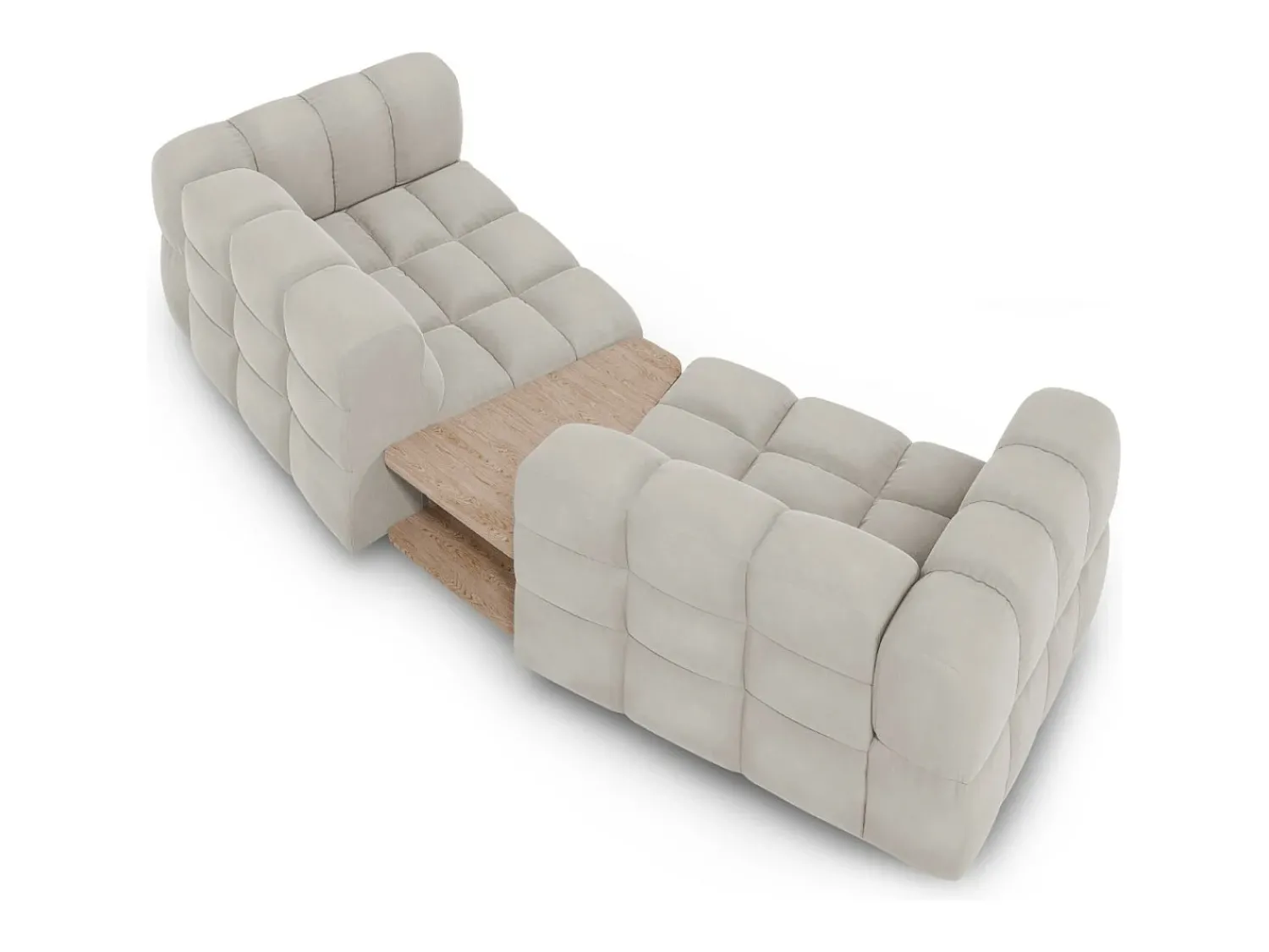 Sofá|Cosmopolitan Design - Sofá modular "Sky" 2 lugares em veludo claro - 280x148x75cm Bege