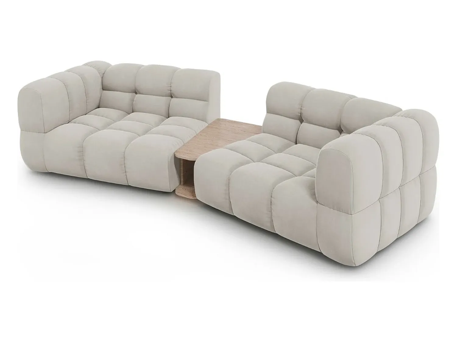 Sofá|Cosmopolitan Design - Sofá modular "Sky" 2 lugares em veludo claro - 280x148x75cm Bege
