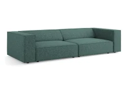 Cosmopolitan Design - Sofá "Arendal" 4 lugares em tecido chenille petróleo - 244x102x70cm^ Sofá
