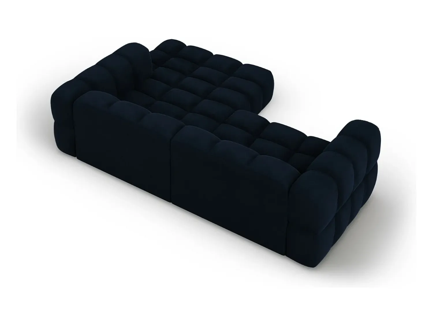 Sale Cosmopolitan Design - Sofá modular de canto direito "Sky" 3 lugares em veludo azul real - 244x162x75cm Azul escuro