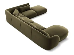Sale Cosmopolitan Design - Sofá de canto direito panorâmico "Tulum" 6 lugares em veludo - 330x255x70cm Verde