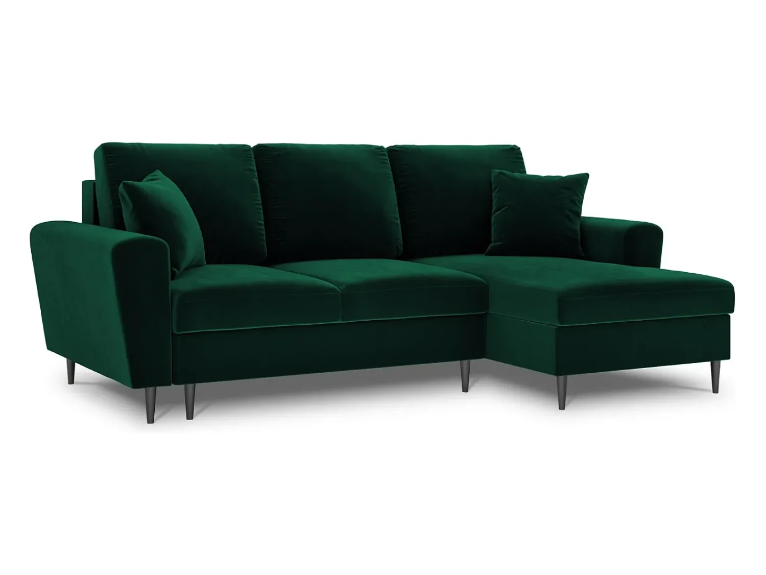 Cosmopolitan Design - Sofá convertível de canto direito com caixa de arrumação "Kyoto" 4 lugares em veludo verde garrafa - 241x145x88cm^ Sofá