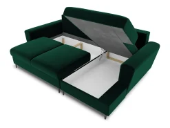 Cosmopolitan Design - Sofá convertível de canto direito com caixa de arrumação "Kyoto" 4 lugares em veludo verde garrafa - 241x145x88cm^ Sofá