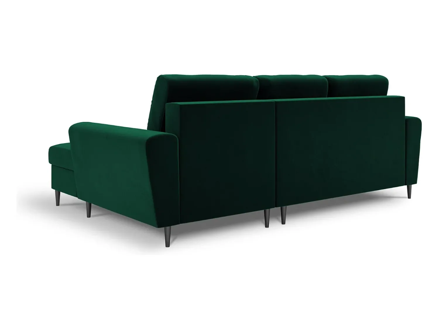 Cosmopolitan Design - Sofá convertível de canto direito com caixa de arrumação "Kyoto" 4 lugares em veludo verde garrafa - 241x145x88cm^ Sofá